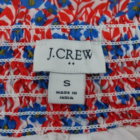 J Crew Women Small Red White Blue Floral Flower Stretch Skirt Lined USA American - Picture 6 of 10